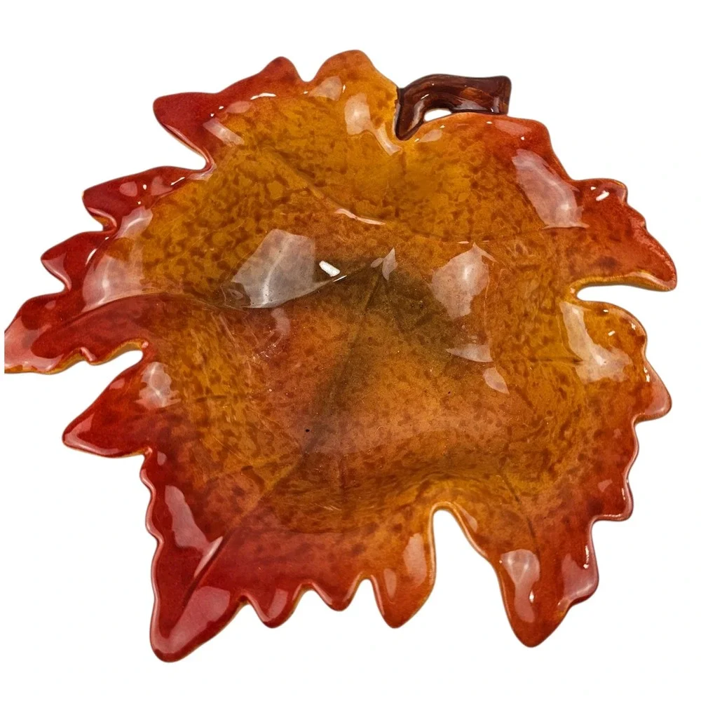 Ceramic Fall Decor Set‎ Pumpkin Candy Dish Leaf Bowl Autumn Harvest Decor
